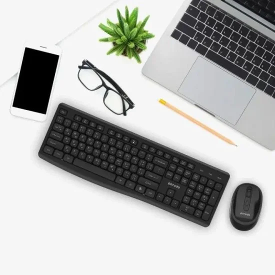 Porodo Wireless 2.4G+BT Keyboard with Mouse - Black